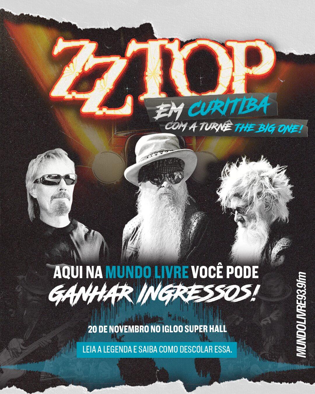 ZZ TOP EM CURITIBA: GANHE INGRESSOS PARA O SHOW